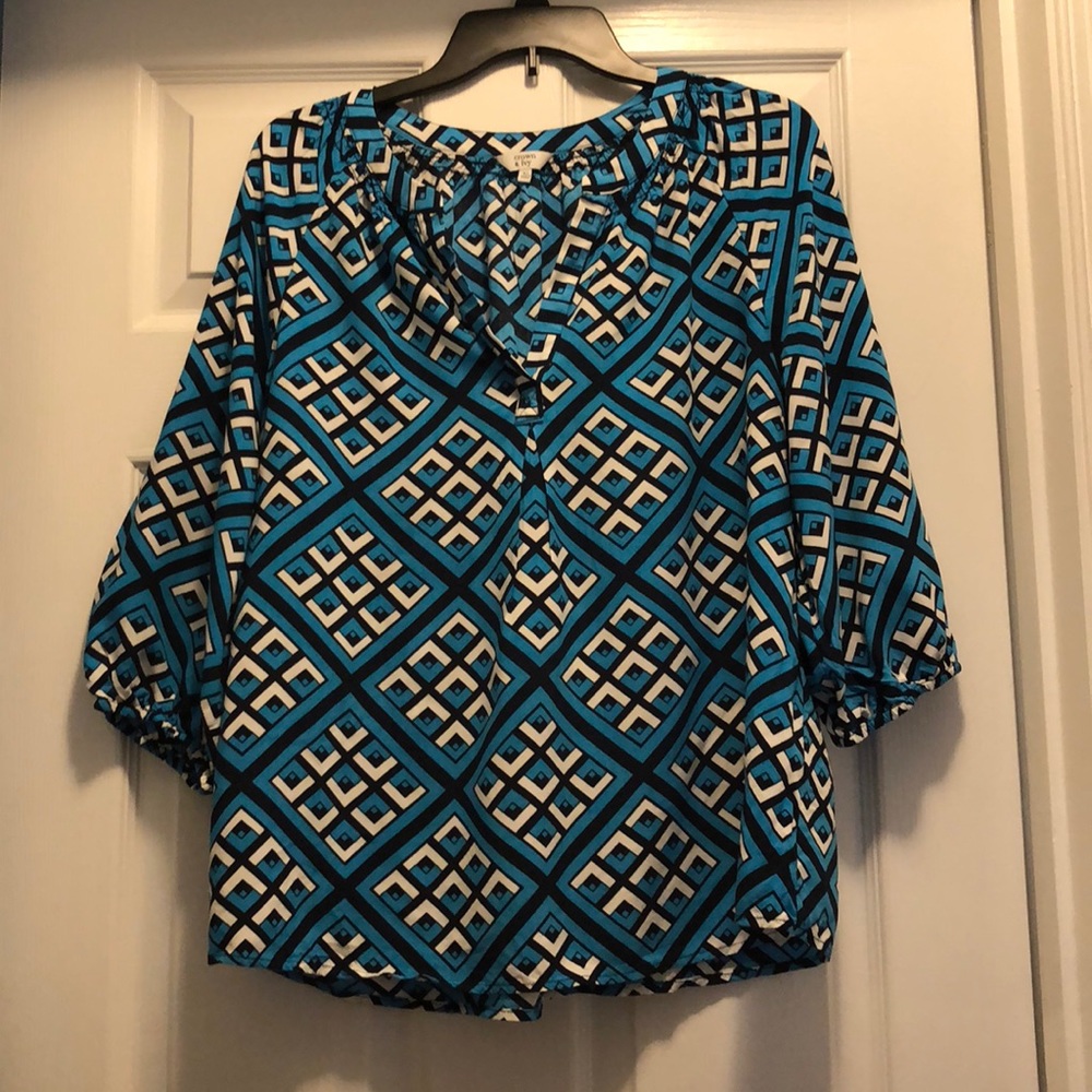 crown & ivy Geometric Pattern Blouse
